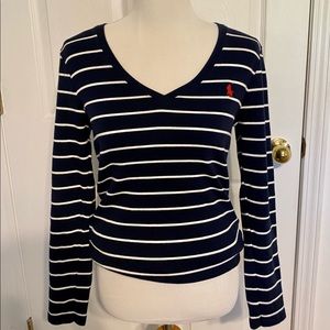 Polo, navy and white long sleeve